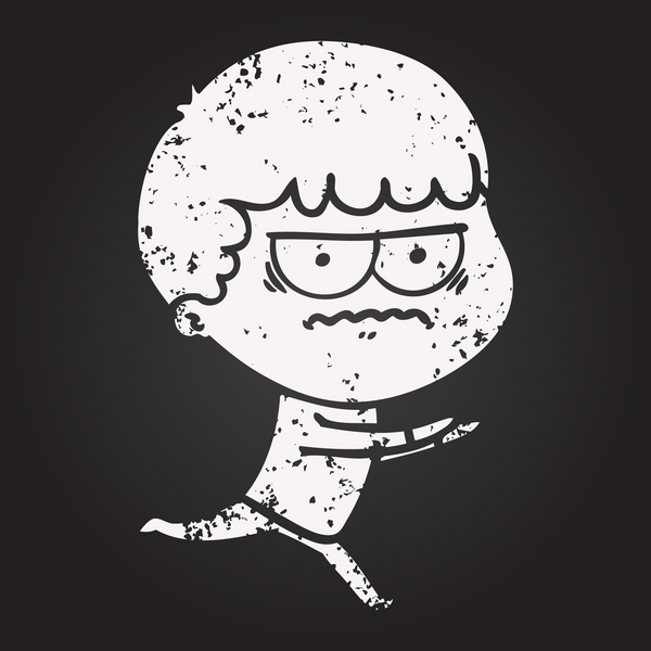 Tahta tebeşir karikatürü bir insan tarafından çizilmiş rahatsız bir adam.