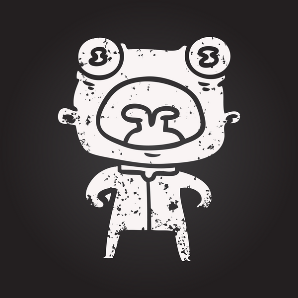 Karatahta tebeşir çizgi filmi. Bir insan tarafından çizilmiş garip uzaylı çığlıkları.