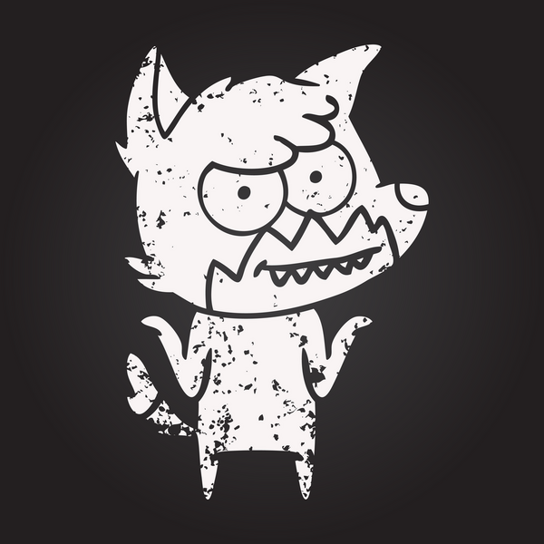 Karatahta tebeşirle çizilmiş bir insan tarafından çizilmiş sırıtan tilki.