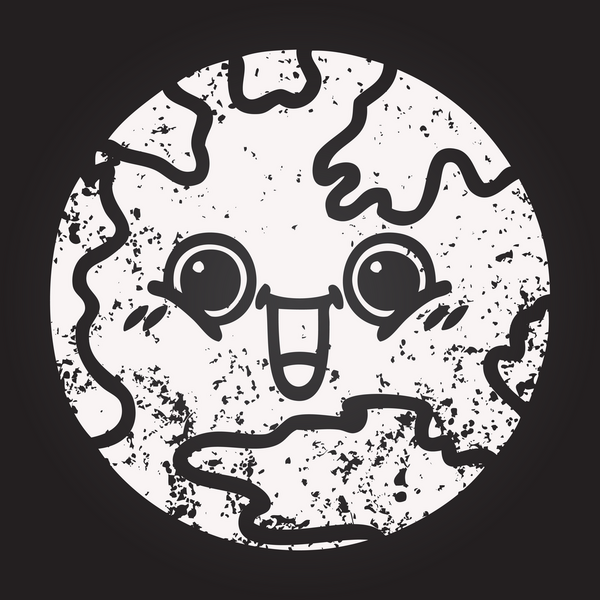 Tahta tebeşir, bir insan tarafından çizilmiş bir gezegenin karikatürü.