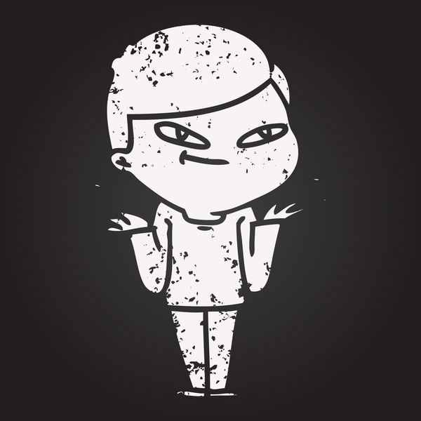 Bir insan tarafından çizilmiş kara tahta tebeşir çizgi film çocuğu.