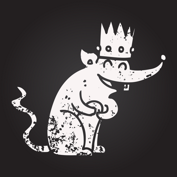 Karatahta tebeşir çizgi film kralı bir insan tarafından çizilmiş gülüyor.