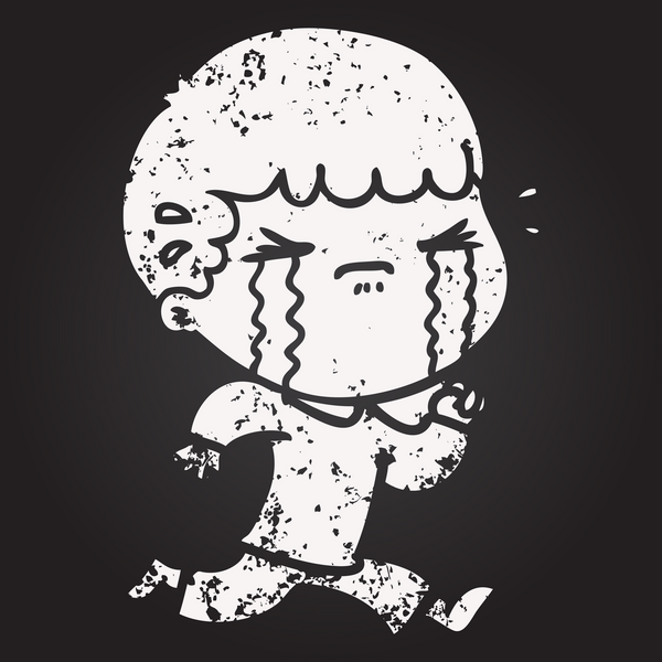 Karatahta tebeşirci bir insan tarafından çizilmiş ağlayan adam.