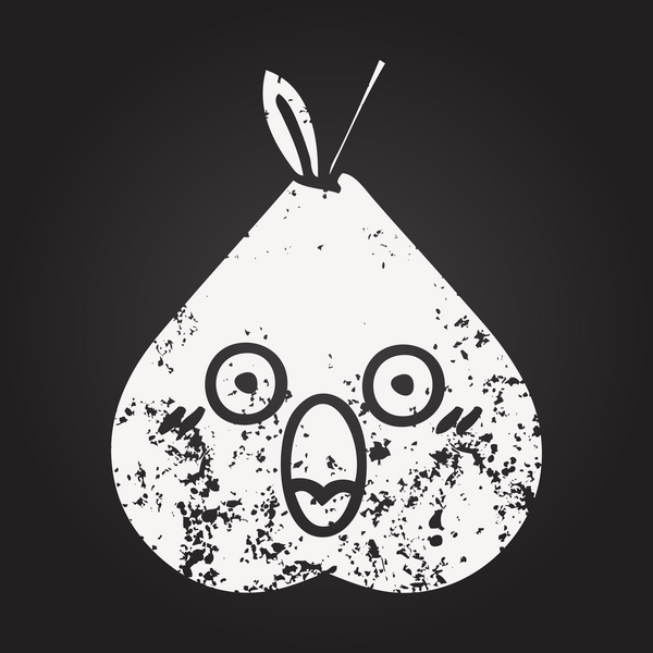 Karatahta bir insan tarafından çizilmiş armut karikatürü