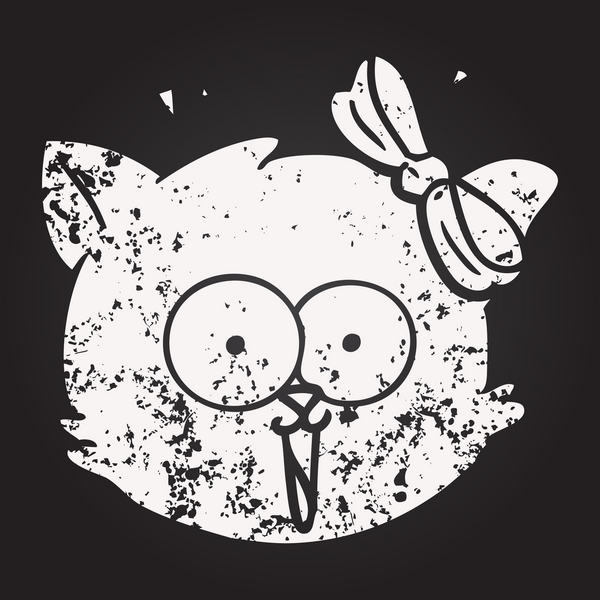 Kara tahta karikatür. Bir insan tarafından çizilmiş kedi suratı.