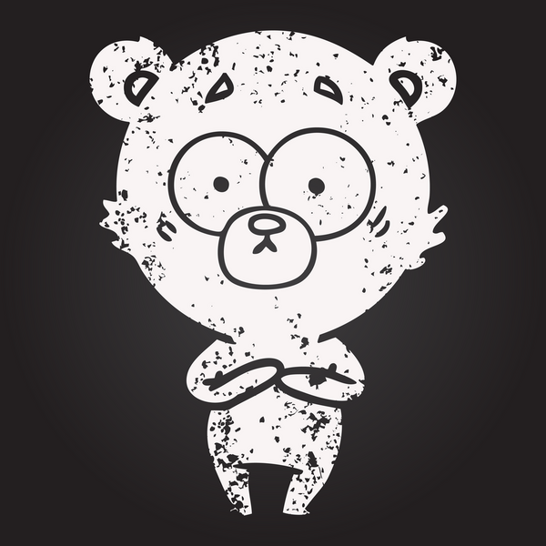 Karatahta tebeşirle bir insan tarafından çizilmiş ayı karikatürü