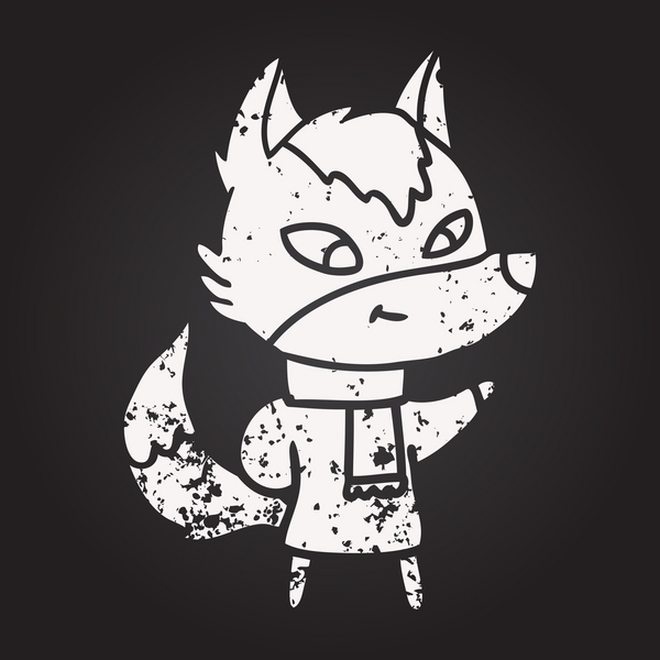 Bir insan tarafından çizilmiş kara tahta dostu çizgi film kurdu.