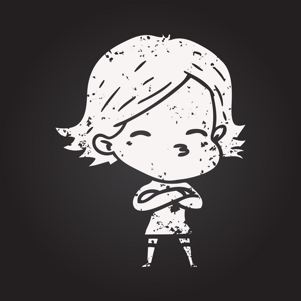 Bir insan tarafından çizilmiş kara tahta tebeşir karikatür kadın.