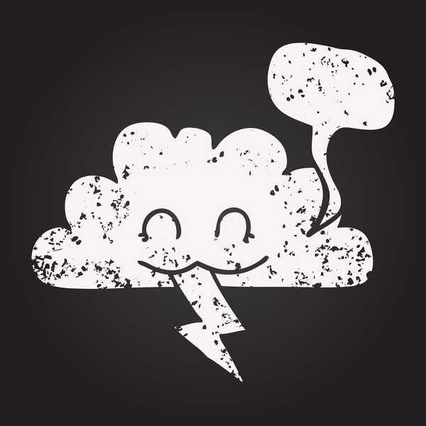 Tahta tebeşir serbest konuşma baloncuğu karikatür fırtına bulutu bir insan tarafından çizildi