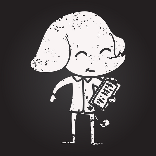 Bir insan tarafından çizilmiş kara tahta tebeşirle çizilmiş şirin bir fil.