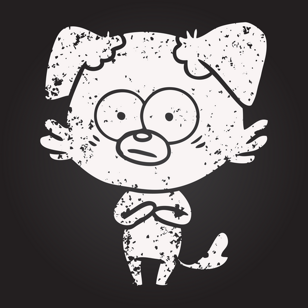 Bir insan tarafından çizilmiş tebeşir tebeşirli köpek çizgi filmi.