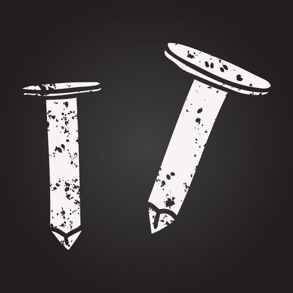 Tahta tebeşir karikatürü. Bir insan tarafından çizilmiş eski tırnaklar.