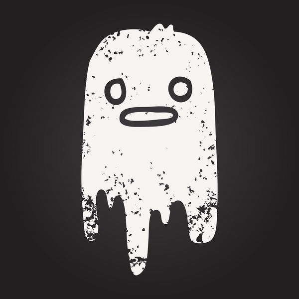 Kara tahta tebeşirle siyah beyaz çizgi film bir insan tarafından çizilmiş ürkütücü hayalet.