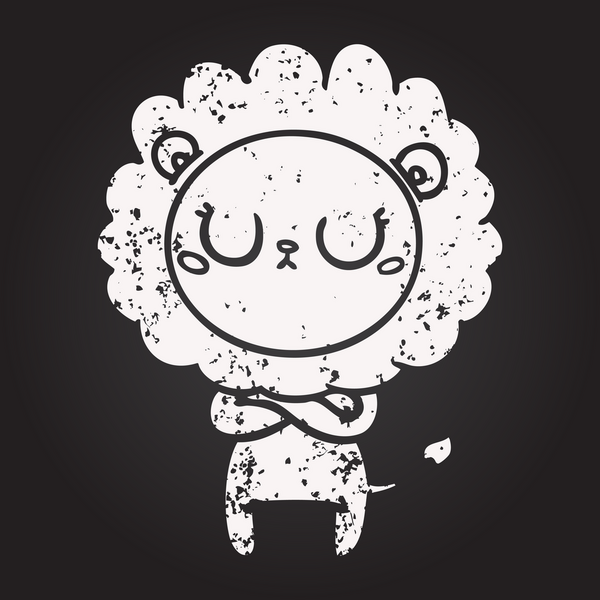 Bir insan tarafından çizilmiş kara tahta tebeşir karikatür aslanı