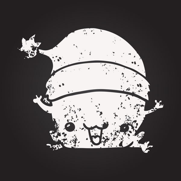 Bir insan tarafından çizilmiş kara tahta tebeşir, şirin karikatür, Noel kurbağası.