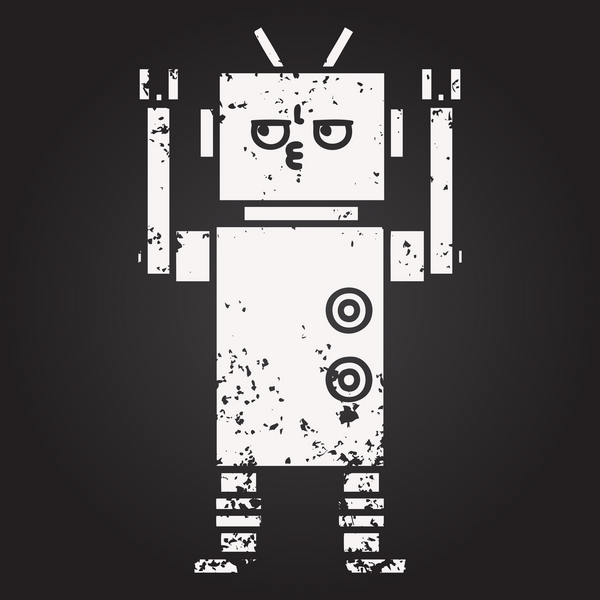 Bir insan tarafından çizilmiş bir robotun karikatürü.