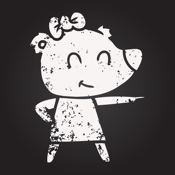 Bir insan tarafından çizilmiş kara tahta tebeşir dişi ayı çizgi filmi.