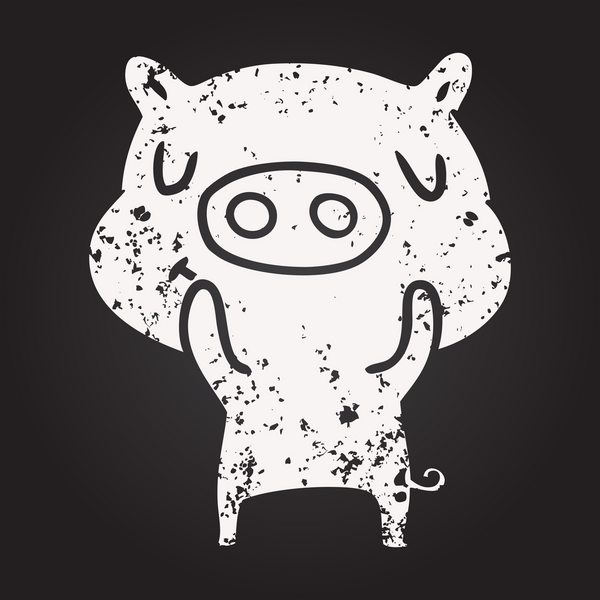 Karatahta tebeşir içerikli domuz insan tarafından çizilmiş.