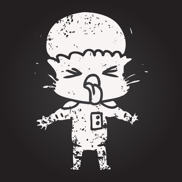 Karatahta tebeşirle garip bir uzaylı insan tarafından çizilmiş.