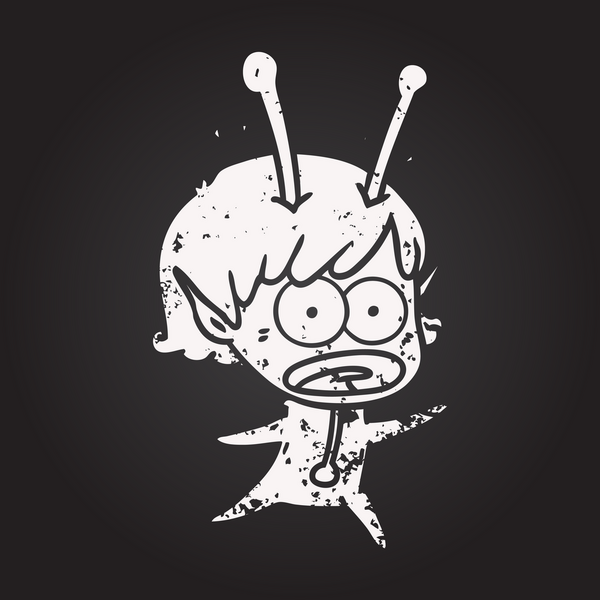 Tahta tebeşir karikatürü bir insan tarafından çizilen uzaylı kızı şok etti