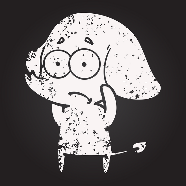 Tahta tebeşir karikatürü. Bir insan tarafından çizilmiş belirsiz fil.