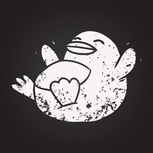 Karatahta tebeşirle çizilmiş mutlu penguen.