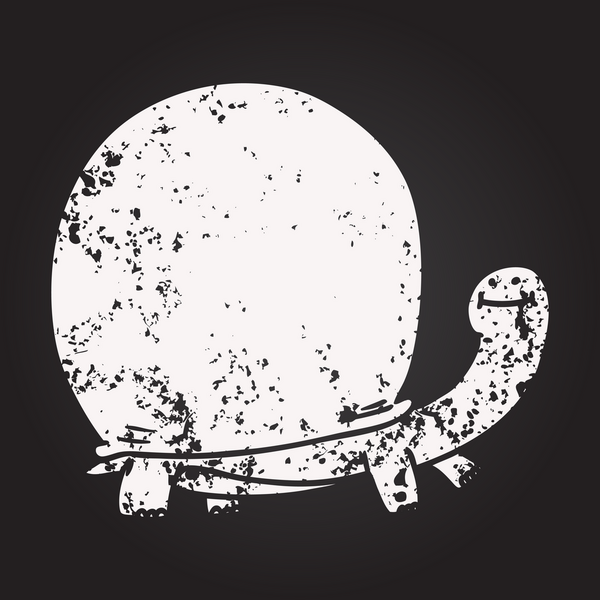 Bir insan tarafından çizilmiş kara tahta tebeşirli kaplumbağa.