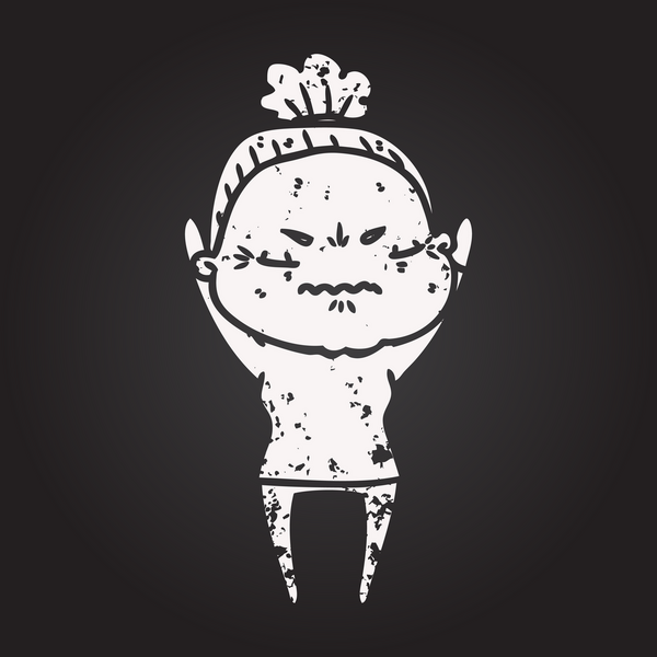 Tahta tebeşir karikatürü bir insan tarafından çizilmiş yaşlı bir kadın tarafından rahatsız edildi.