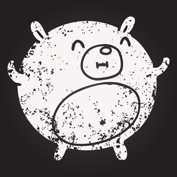 Bir insan tarafından çizilmiş kara tahta çizgi film ayısı.