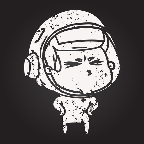 Tahta tebeşir karikatürü bir insan tarafından çizilen astronotu vurguladı