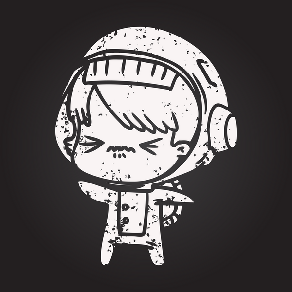 Karatahta tebeşiri kızgın çizgi film kızı bir insan tarafından çizilmiş.