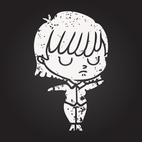 Bir insan tarafından çizilmiş kara tahta tebeşir karikatür kadın.