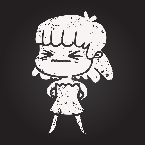 Bir insan tarafından çizilmiş karatahta karikatür kızgın kız