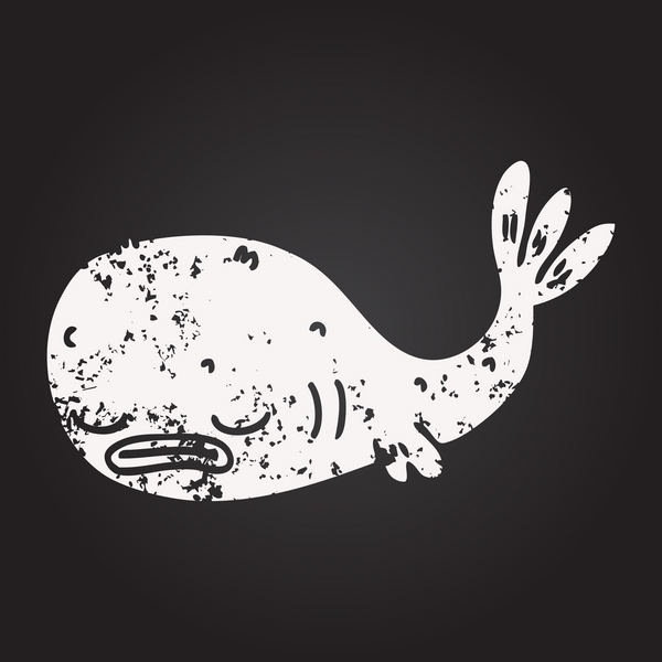 Tahta tebeşir, bir insan tarafından çizilmiş bir balığın karikatürü.