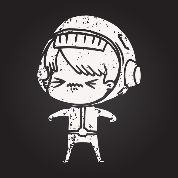 Karatahta tebeşiri kızgın çizgi film kızı bir insan tarafından çizilmiş.