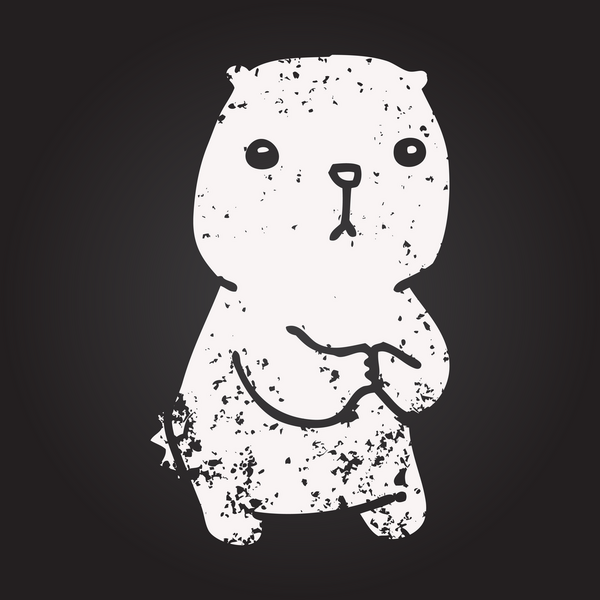 Tahta tebeşir karikatürü bir insan tarafından çizilmiş endişeli ayı