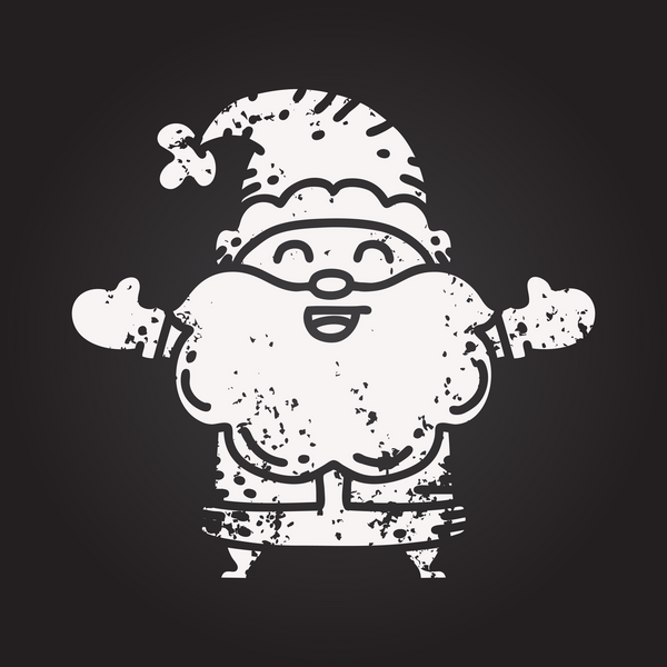 Geleneksel bir siyah iş dövmesi çiziminin karatahta tebeşiri Noel Baba 'nın Noel Baba karakteri bir insan tarafından çizilmiş.