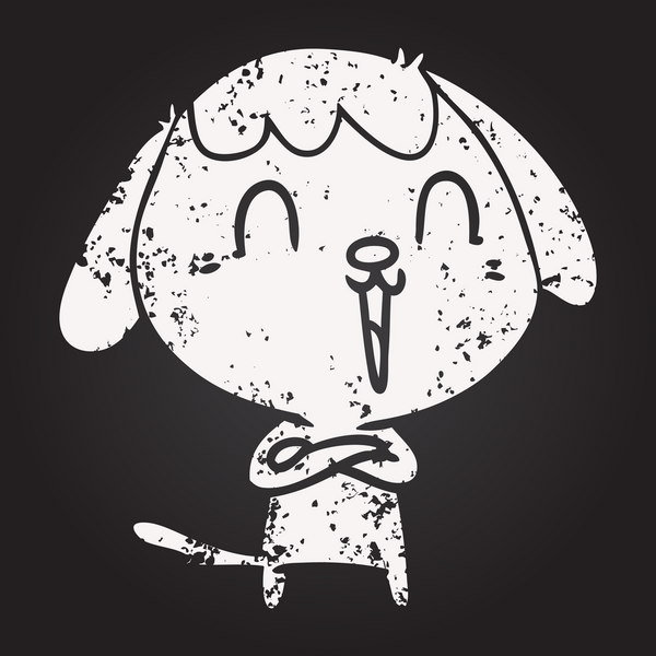 Bir insan tarafından çizilmiş kara tahta tebeşirle çizilmiş şirin bir köpek.