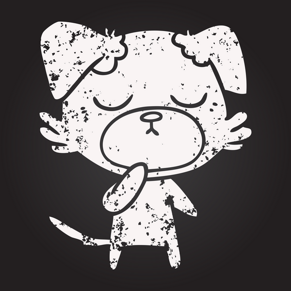 Bir insan tarafından çizilmiş kara tahta tebeşirle çizilmiş şirin bir köpek.