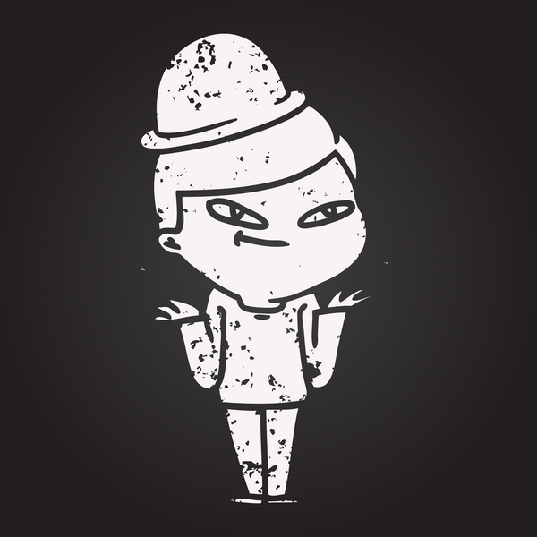 Bir insan tarafından çizilmiş melon şapkalı karikatür çocuk.