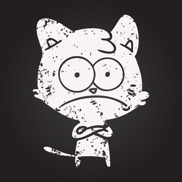 Bir insan tarafından çizilmiş karatahta karikatür gergin kedi