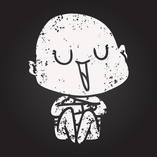 Kara tahta tebeşir mutlu çizgi film kel adam bir insan tarafından çizilmiş