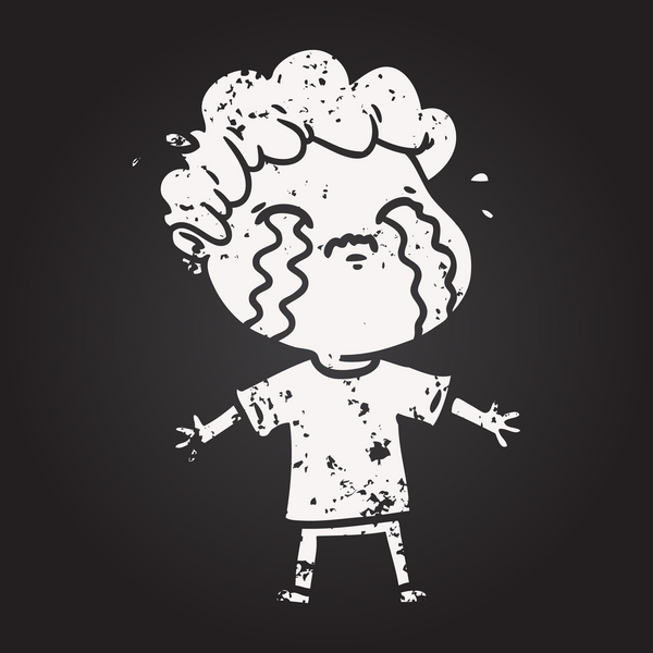 Karatahta tebeşirci bir insan tarafından çizilmiş ağlayan adam.