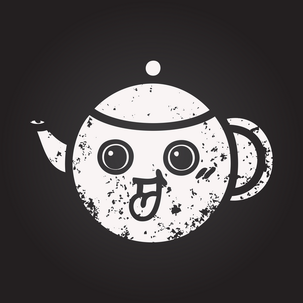 Tahta tebeşir, bir insan tarafından çizilmiş çay demliğinin karikatürü.