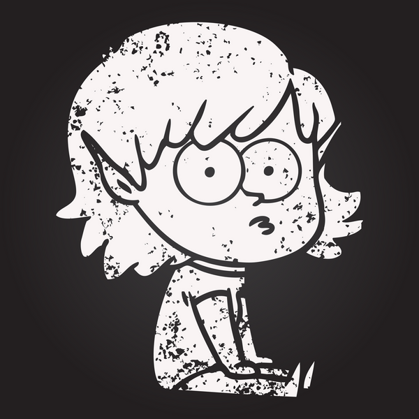 Bir insan tarafından çizilmiş kara tahta tebeşir karikatür elf kızı.