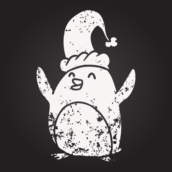 Bir insan tarafından çizilmiş mutlu noel pengueni.