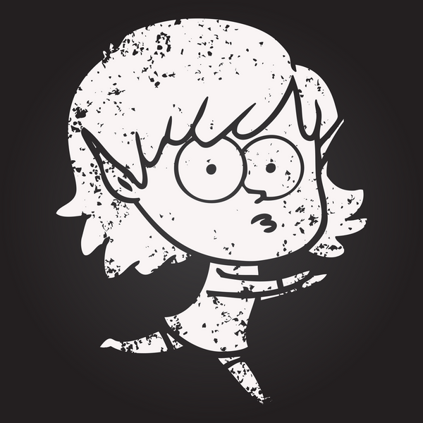 Bir insan tarafından çizilmiş kara tahta tebeşir karikatür elf kızı.