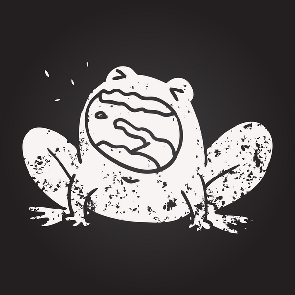 Karatahta tebeşirli kurbağa bir insan tarafından çizilmiş.