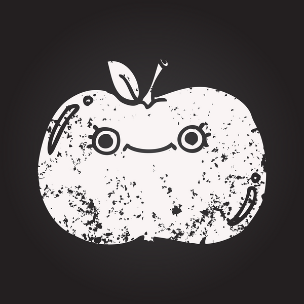 Bir insan tarafından çizilmiş kara tahta tebeşirle çizilmiş şirin bir elma.