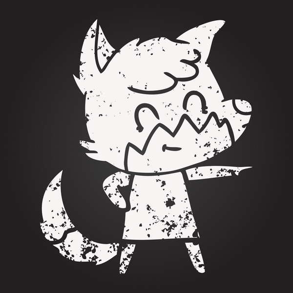 Bir insan tarafından çizilmiş kara tahta tebeşir çizgi filmi mutlu tilki